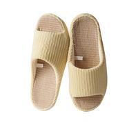 Slippers Women's Summer Lightweight Slippers Women's Summer Elegant Open Toe Linen Slippers Memory Foam Cotton Slippers Non-Slip Slippers Comfortable Home Shoes Slipper Shoes, yellow, 4 UK