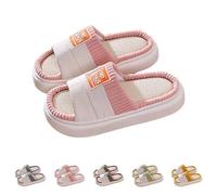 Slippers Women's Summer Open Back Elegant Slippers Women's Cotton Slippers Flat Slip-On Shoes Breathable Household Shoes Non-Slip House Slippers Comfortable Cotton Slippers, gray, 8 UK