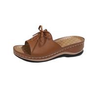 Slippers Women's Summer Portable Sandals Women's Comfortable Thick Slippers Flat Sandals Non-Slip Bath Slippers Soft Beach Shoes House Slippers Guest Slippers Home Bottom Slippers, brown, 7 UK