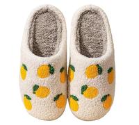 Slippers Womens Unisex Halloween Cute Fuzzy Size 7 Slip on Women Shoes House Bedroom Corduroy Crossbands Open Toe Slides Sandals Comfy Ladies UK Christmas for Men Yellow 6
