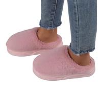 Slippers Womens Unisex Halloween Pumpkin House Travel Women Shoes Women's Scuff Furry Cute Curly Faux Wool Slip-On Indoor Memory Foam Christmas for Men Pink 39
