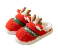 Slippers Women's Winter Christmas Elk Slippers Plush Fluffy Cute Slippers Winter Warm Felt Slippers Lightweight Non-Slip House Slippers Slip-On Slippers Indoor Outdoor Shoes, red, 10 UK