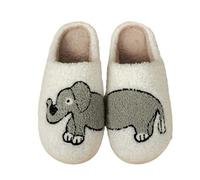 Slippers Women's Winter Men's Warm Cuddly Slippers Soft Plush Animal Slippers Cute Cartoon House Slippers Cuddly Warm Shoes Indoor Girls Women Non-Slip Comfortable Slippers, White, 6 UK