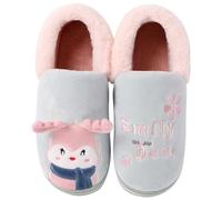 Slippers Women's Winter Plush Slippers Adult Girls Warm Lined Mules Soft Comfortable Slippers Fluffy Shoes Flat Felt Slippers Non-Slip Slippers, lightgrey, 6 UK