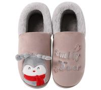 Slippers Women's Winter Plush Slippers Adult Girls Warm Lined Mules Soft Comfortable Slippers Fluffy Shoes Flat Felt Slippers Non-Slip Slippers, coffee, 8 UK