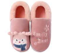 Slippers Women's Winter Plush Slippers Adult Girls Warm Lined Mules Soft Comfortable Slippers Fluffy Shoes Flat Felt Slippers Non-Slip Slippers, lightpink, 7 UK