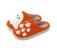 Slippers Women's Winter Plush Slippers Men Warm Cooking Felt Slippers | Slippers Women's Cotton Washable Halloween Festive Print Cat Fur Shoes Kapcie Damskie Cork Sole Fluffy Slippers