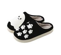 Slippers Women's Winter Plush Slippers Men Warm Cooking Felt Slippers | Slippers Women's Cotton Washable Halloween Festive Print Cat Fur Shoes Kapcie Damskie Cork Sole Fluffy Slippers