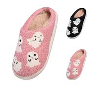 Slippers Women's Winter Plush Slippers Men's Warm Felt Slippers Cuddly Pumpkin Slippers Soft Ghost Plush House Slippers Cosy Felt Slippers Non-Slip Outdoor/Indoor Love Slippers, pink, 10 UK