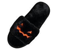 Slippers Women's Winter Plush Warm Halloween Slippers Lantern Pumpkin Spider Print House Slippers Cotton Soft Plush Slippers Fuzzy Fluffy Warm Slippers House Slippers for Halloween, black 1, 4 UK