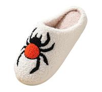 Slippers Women's Winter Plush Warm Halloween Slippers Lantern Pumpkin Spider Print House Slippers Cotton Soft Plush Slippers Fuzzy Fluffy Warm Slippers House Slippers for Halloween, Orange 3, 8 UK