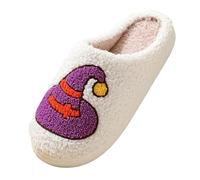 Slippers Women's Winter Plush Warm Halloween Slippers Lantern Pumpkin Spider Print House Slippers Cotton Soft Plush Slippers Fuzzy Fluffy Warm Slippers House Slippers for Halloween, Purple 3, 9 UK
