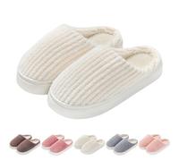 Slippers Women's Winter Plush White Slip-On Shoes Women's Slippers Elegant Slippers Platform Winter Shoes Lined Slippers Warm Household Shoes Non-Slip Slip-On Shoes Cotton Slippers, gray, 10 UK