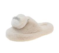 Slippers Women's Winter Warm 2025 Cover Toe Home with Foreign Trade Slippers Female Winter Cute Plush Thickened Cotton Warm Animal, White, 8 UK