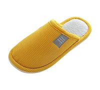 Slippers Women's Winter Warm Comfortable Classic Stripes Fluffy Plush Slippers Indoor Home Non-Slip Striped Flat Slippers Made of Memory Foam Household Shoes Slip-On Shoes, Z02yellow, 4 UK