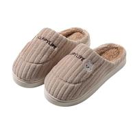 Slippers Women's Winter Warm Felt Slippers Plush Closed Felt Slippers Couples Fluffy Slippers Non-Slip Slippers Flat Hut Shoes Cute Slippers, khaki, 4.5 UK