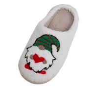 Slippers Women's Winter Warm Foreign Trade Home, Cute Cartoon Christmas Gnome Winter Cotton Slippers for Men and Women, Warm Wool Warm, White, 10 UK