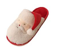 Slippers Women's Winter Warm Men and Women with the Same Pair Christmas Cartoon Fun Plush Head Warm Casual Cotton Slippers Barefoot Women, White, 7 UK
