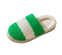 Slippers Women's Winter Warm Winter Couples Women Warm Home Baotou Soft Floor Comfortable Plain Flat Cotton Mop Reindeer Slippers, Green, 8 UK