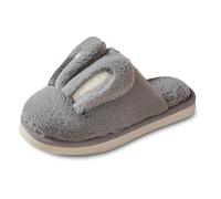 Slippers Womens Women's Cute Rabbit Wrapped Mouth Cott On Slippers Warm Indoor Home Furry Grey