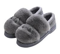 Slippers Women's Wool Solid Sole Closed Slippers Women's Felt Plush Slippers Esprit Winter Slippers Front Closed Felt Slippers Fluffy Rabbit Ears Cute Cuddly Slippers Aesthetic, gray, 2/2.5 UK