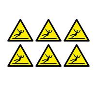 Slippery surface warning symbols safety sign pack - Set of 6 - Size 90mm x 80mm - Self adhesive vinyl sticker labels- Clearly warn about hazardous materials, locations or objects