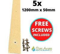 Slips Away Beige Anti-Slip GRP Decking/Stair Strips - Heavy Duty Fibreglass Non-Slip w/ Pre-Drilled Holes & Free Screws - Outdoor Steps, Ramps & Slips Away Beige 60 cm tall x 50mm wide