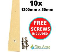 Slips Away Beige Anti-Slip GRP Decking/Stair Strips - Heavy Duty Fibreglass Non-Slip w/ Pre-Drilled Holes & Free Screws - Outdoor Steps, Ramps & Slips Away Beige 1m tall x 50mm wide