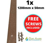 Slips Away Brown Anti-Slip GRP Decking/Stair Strips - Heavy Duty Fibreglass Non-Slip w/ Pre-Drilled Holes & Free Screws - Outdoor Steps, Ramps & Slips Away Brown 60 cm tall x 50mm wide