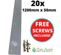 Slips Away Grey Anti-Slip GRP Decking/Stair Strips - Heavy Duty Fibreglass Non-Slip w/ Pre-Drilled Holes & Free Screws - Outdoor Steps, Ramps & Slips Away Grey 60 cm tall x 50mm wide