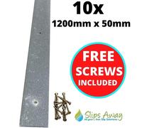 Slips Away Grey Anti-Slip GRP Decking/Stair Strips - Heavy Duty Fibreglass Non-Slip w/ Pre-Drilled Holes & Free Screws - Outdoor Steps, Ramps & Slips Away Grey 60 cm tall x 50mm wide
