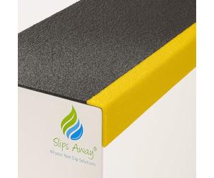 Slips Away GRP Non-Slip Stair Tread Covers - Heavy Duty Anti-Skid Step Nosing, Waterproof Indoor & Outdoor Safety Strips, Black with Yellow Edge Nosing - 500mm
