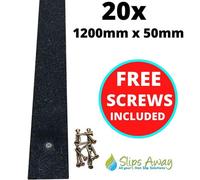 Slips Away Non Slip Decking Strips Grp Heavy Duty Pro Grade 1200mm X 50mm - Black 20X Pack