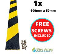 Slips Away Non Slip Decking Strips Grp Heavy Duty Pro Grade 50mm - Black/yellow Hazard