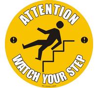Slips Away Warehouse Floor Graphic Marker Safety Signs - Strong Self Adhesive Step - Watch Your Step