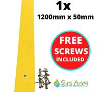 Slips Away Yellow Anti-Slip GRP Decking/Stair Strips - Heavy Duty Fibreglass Non-Slip w/ Pre-Drilled Holes & Free Screws - Outdoor Steps, Ramps & Slips Away Yellow 1.2m tall x 50mm diameter