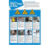 Slips, Trips & Falls Safety | Health and Safety Posters | Laminated Gloss Paper 420mm x 594mm (A2) | Health and Safety Office and Commercial Wall Charts | Education Charts by Daydream Education