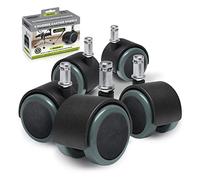 Slipstick CB680 Floor Protecting Rubber Office Chair Casters (Set of 5) 50 mm Castor Wheels with Standard Stem Size - Black/Gray