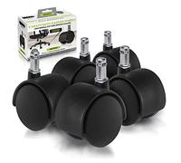 Slipstick CB682 Replacement Office Chair Caster Wheels (Set of 5) Stem Castors with 50 mm Plastic Wheels - Black