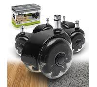 Slipstick Monster 3” Dual Rollerblade Office Chair Wheels (Set of 5) Premium Rubber Caster Wheels for Chairs, Smooth & Safe Rolling on All Flooring