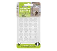 Slipstick Premium Cabinet Door Bumpers 13mm Round Clear Adhesive Pads, Cabinet Stoppers, Rubber Bumpers for Drawers, Cupboards, Cutting Boards, Glass Tops, Picture Frames, Furniture, 20 Dampers