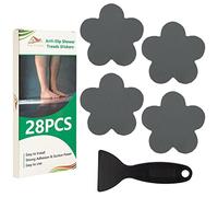 SlipStopper Non Slip Bathtub Stickers 28 PCS Adhesive Anti Slip Shower Stickers for Bath Tub Bathroom Stairs Flower-Stickers, Grey