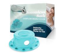 SlipX Solutions Bottomless Bath Overflow Drain Cover Adds Inches of Water to Tub for Warmer, Deeper Bath (Aqua, 4" Diameter)