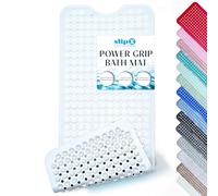 SlipX Solutions Power Grip Extra Long Bath Tub & Shower Mat 39x16, Wet Floor Non-Slip for Elderly & Kids Bathroom, 30% Longer Bathtub Mats, 200 Suction Cups, Drain Holes, Machine Wash, Solid White