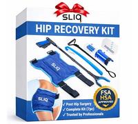 Sliq 7 Pcs Hip Kit for Seniors, Total Recovery Replacement Supplies After Surgery, Hip Replacement Kit After Surgery with Ice Pack, Grabber Tool, Leg Lifter, Sock Aid, Waterproof Bandages