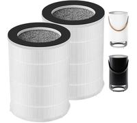 Slirceods KJ100F Replacement True HEPA Filters Compatible with SilverOnyx Portable with Stra HEPA Air Purifier KJ100F-Q01 KJ100F-Q02 H13 3-Stage Filtration Activated carbon,2-Pack
