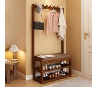 Slish 3-in-1 Bamboo Coat Rack Hall Tree with Shoe Bench & Sto - Entryway nizer with Hoo for Shoes & Coats - Perfect Home Décor Solut