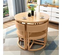 Slish 80cm Cact Round Dining Table Set for 4 - Perfect for Office Conference Room Smals Balcony Kitchen & Loun - Modern Brown Coffee Table