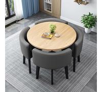 Slish 90cm Modern Round Dining Table Set with 4 Sturdy Chairs - Stylish Kitchen & Conference Furniture for Home Office Meeting Room & Reception