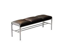 Slish Black Stainless Steel Bed End Bench with Leather Cush - Soft-Packed Shoe Changing Stool for Home Entryways - Perfect for Moms and Family Use